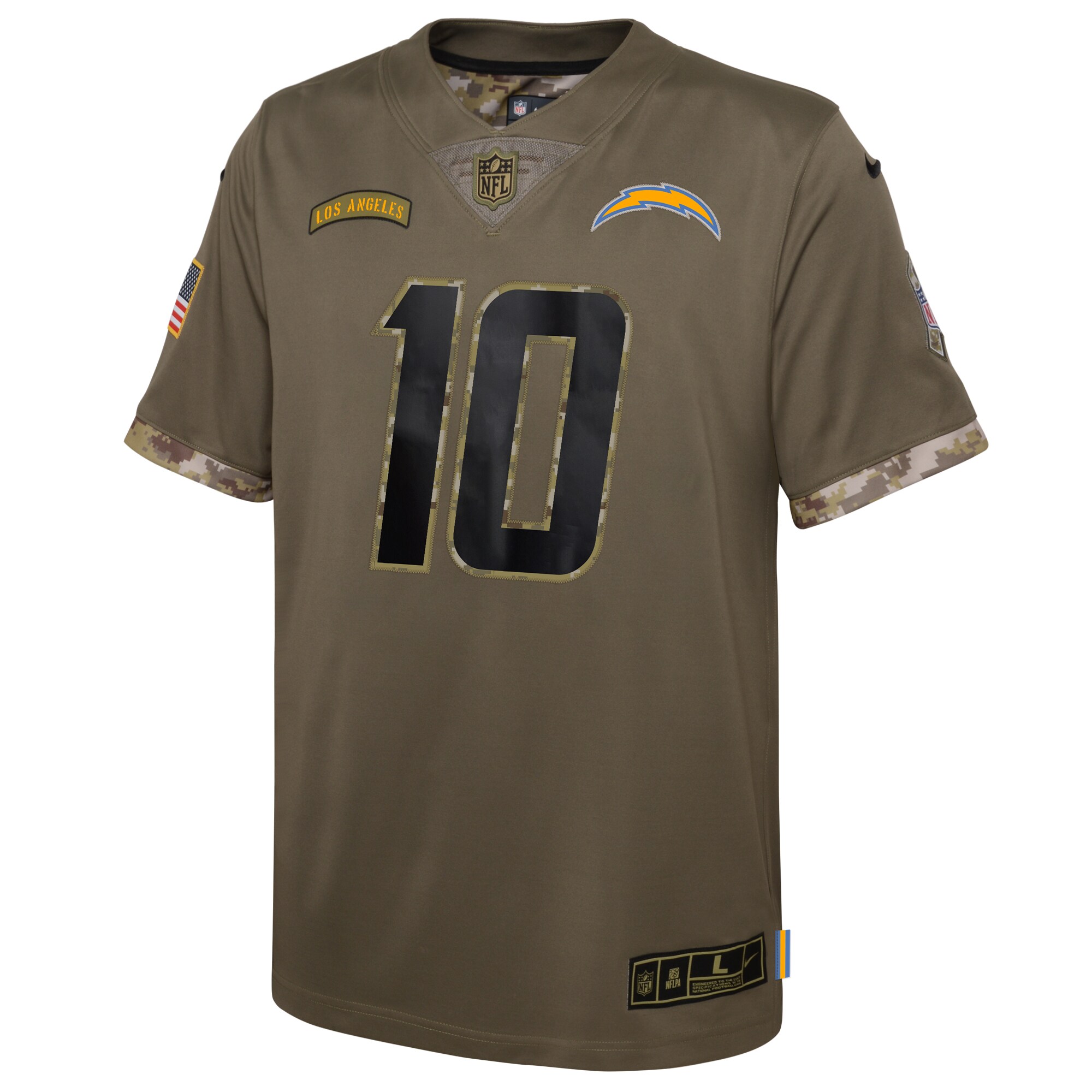 Justin Herbert Los Angeles Chargers Youth 2022 Salute To Service Player Limited Jersey - Olive cheap jerseys for sale - CheapJerseys.Shop