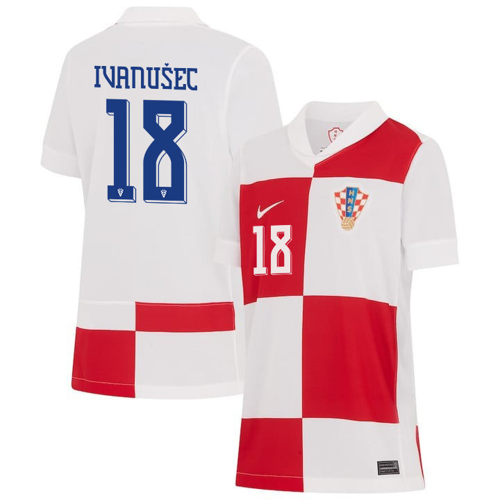 Luka Ivanušec 18 Croatia National Team 2024 Home YOUTH Jersey - White cheap jerseys for sale - CheapJerseys.Shop