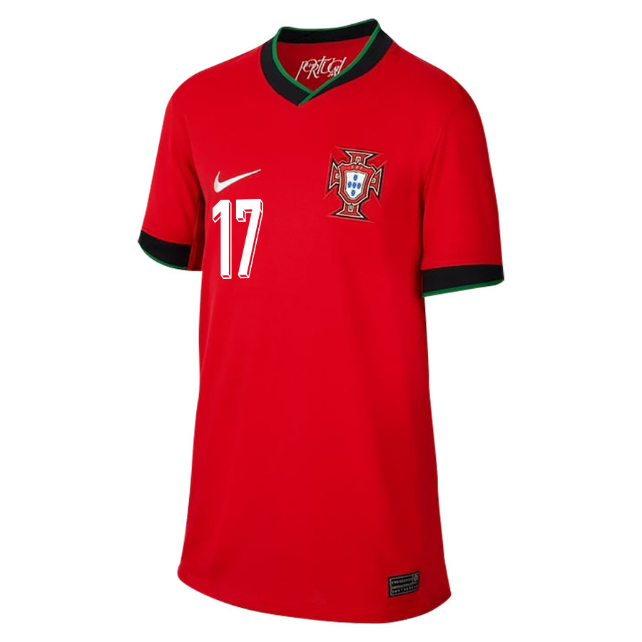 João Mário 17 Portugal National Team 2024/25 Home YOUTH Jersey - Red cheap jerseys for sale - CheapJerseys.Shop
