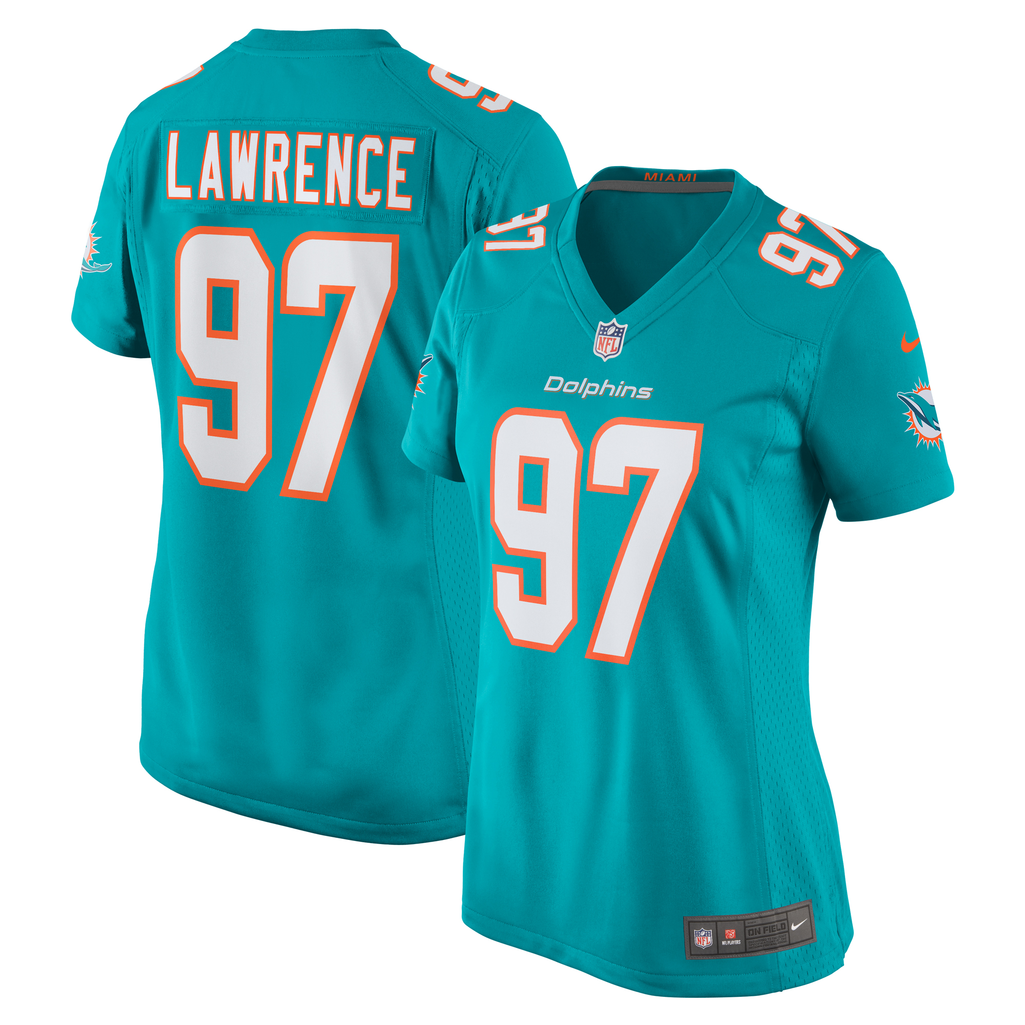 Rashard Lawrence Miami Dolphins Women's Team Game Jersey - Aqua cheap jerseys for sale - CheapJerseys.Shop