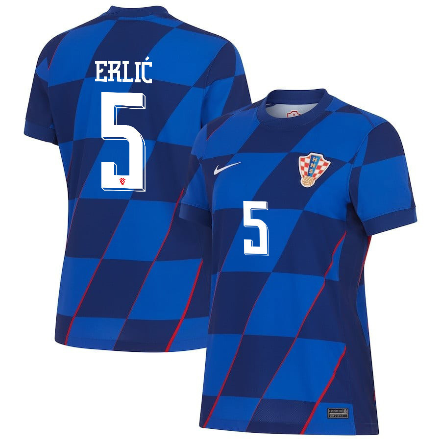 Martin Erlić 5 Croatia National Team 2024 Away WOMEN Jersey - Blue cheap jerseys for sale - CheapJerseys.Shop