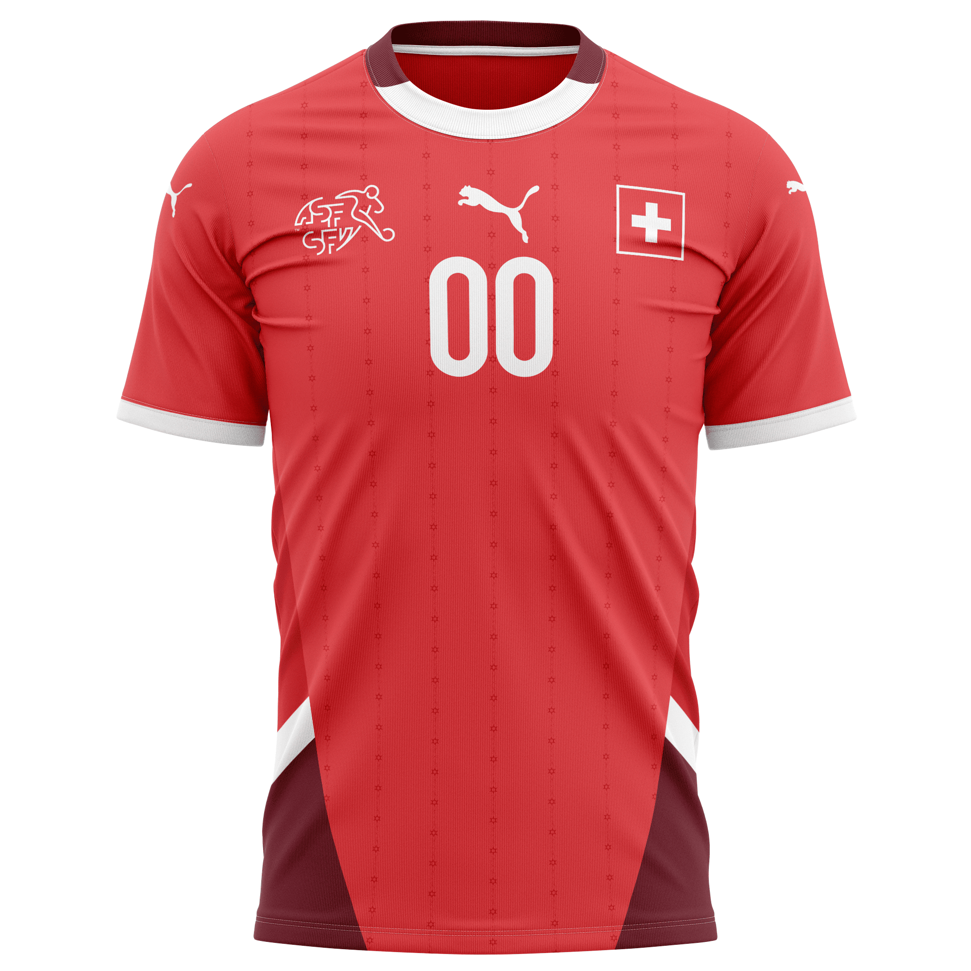 Switzerland National Team 2024 Home Kits Custom AOP T-shirt - Red cheap jerseys for sale - CheapJerseys.Shop