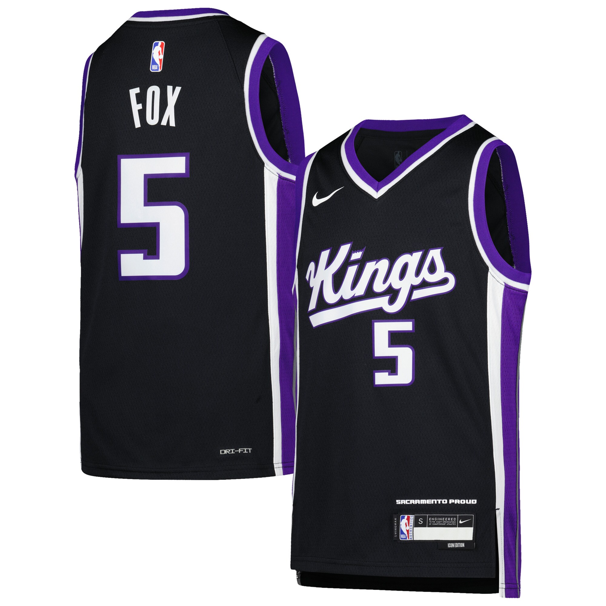 De'Aaron Fox Sacramento Kings Youth Swingman Jersey - Icon Edition - Purple cheap jerseys for sale - CheapJerseys.Shop