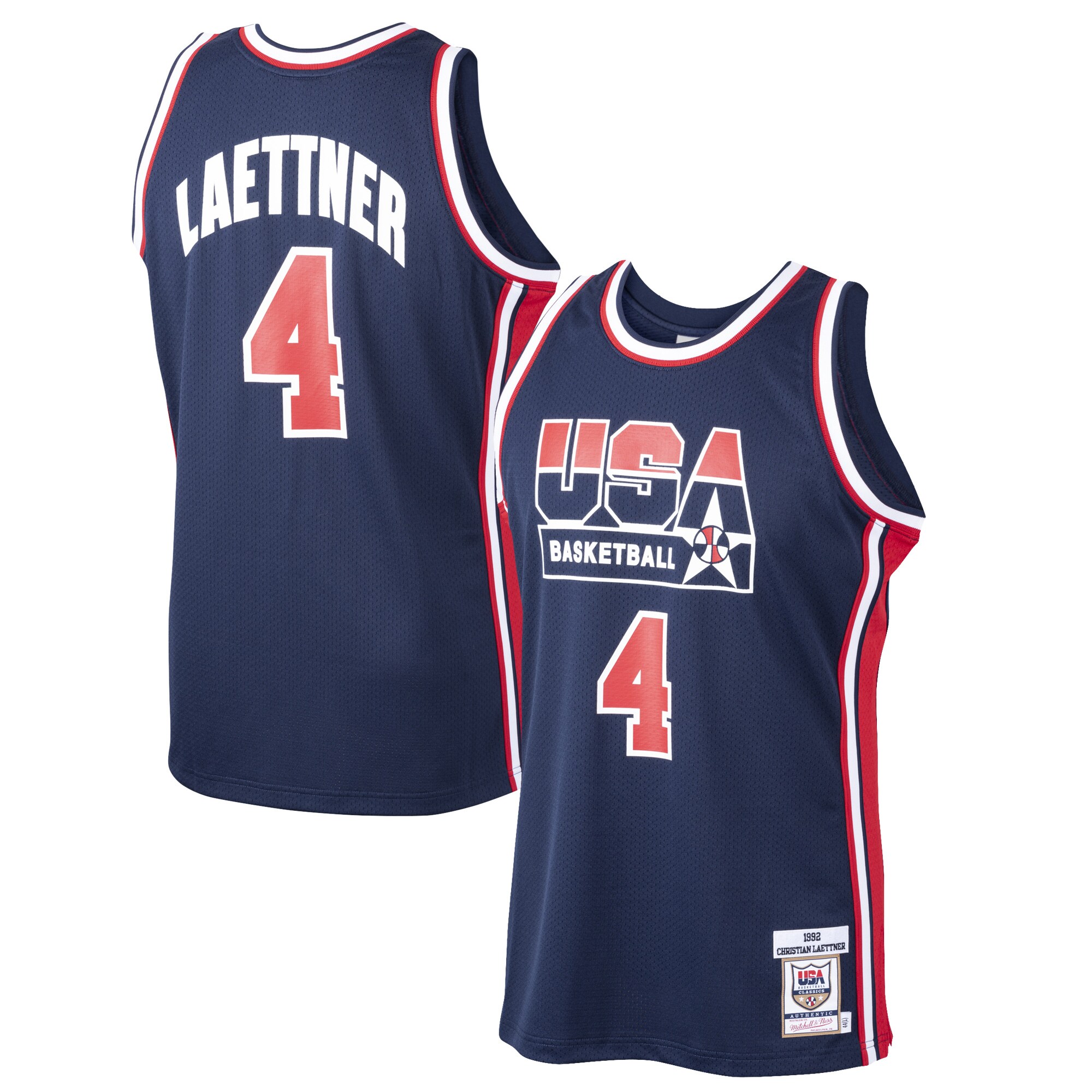 Christian Laettner USA Basketball Mitchell & Ness 1992 Dream Team Authentic Jersey - Navy cheap jerseys for sale - CheapJerseys.Shop