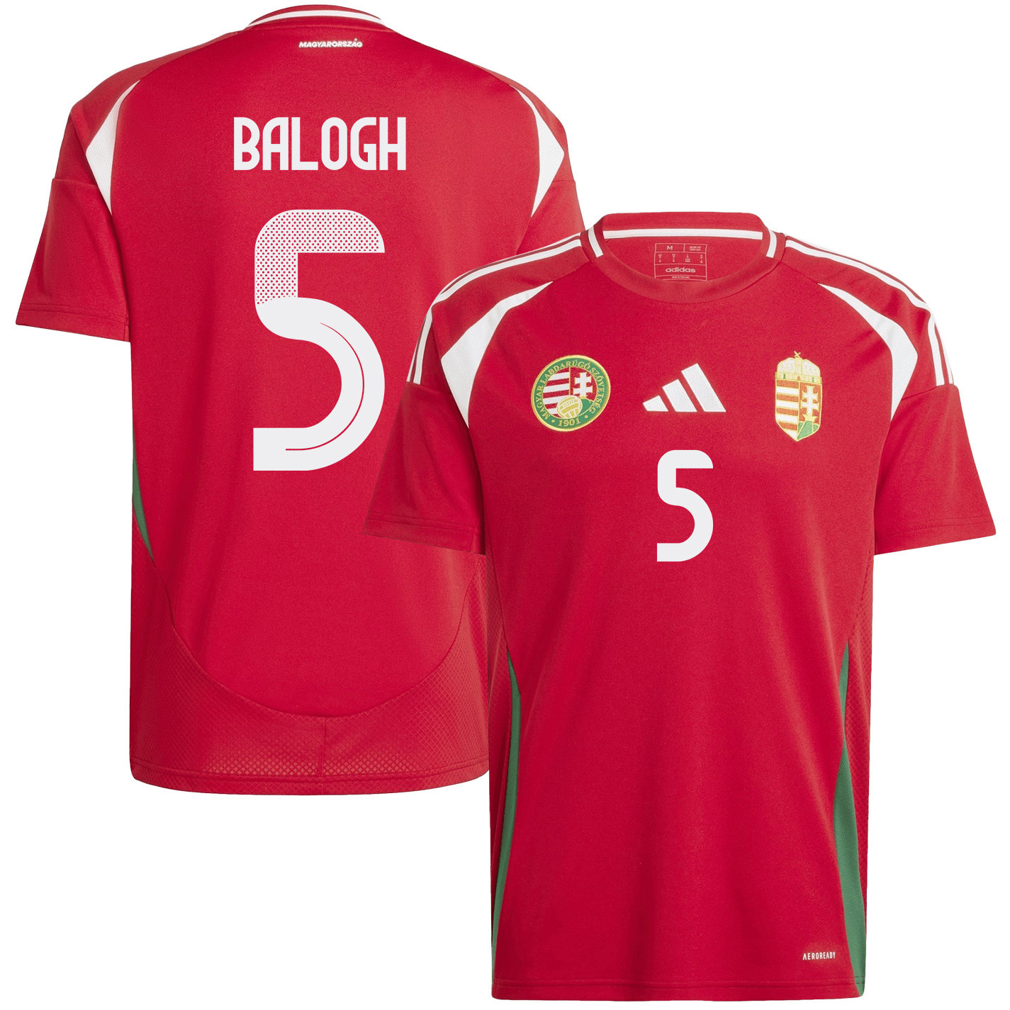 Botond Balogh 5 Hungary National Team 2024/25 Home Men Jersey - Red cheap jerseys for sale - CheapJerseys.Shop