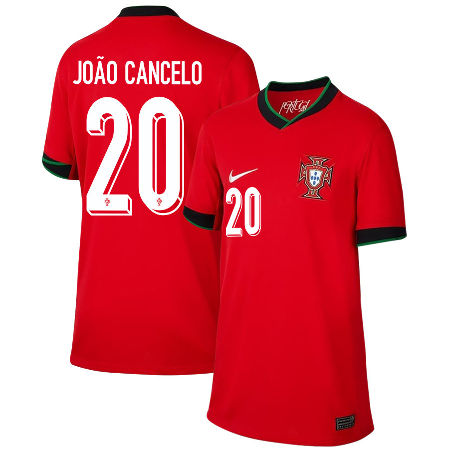 João Cancelo 20 Portugal National Team 2024/25 Home YOUTH Jersey - Red cheap jerseys for sale - CheapJerseys.Shop