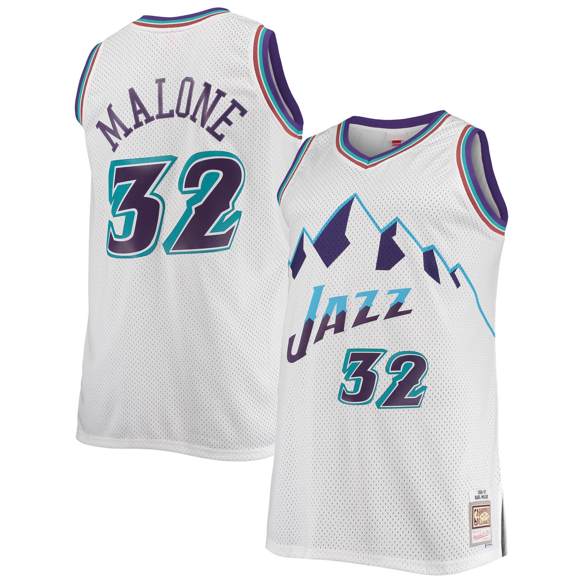 Karl Malone Utah Jazz Mitchell & Ness 1996\/97 Big & Tall Hardwood Classics Swingman Jersey - White cheap jerseys for sale - CheapJerseys.Shop
