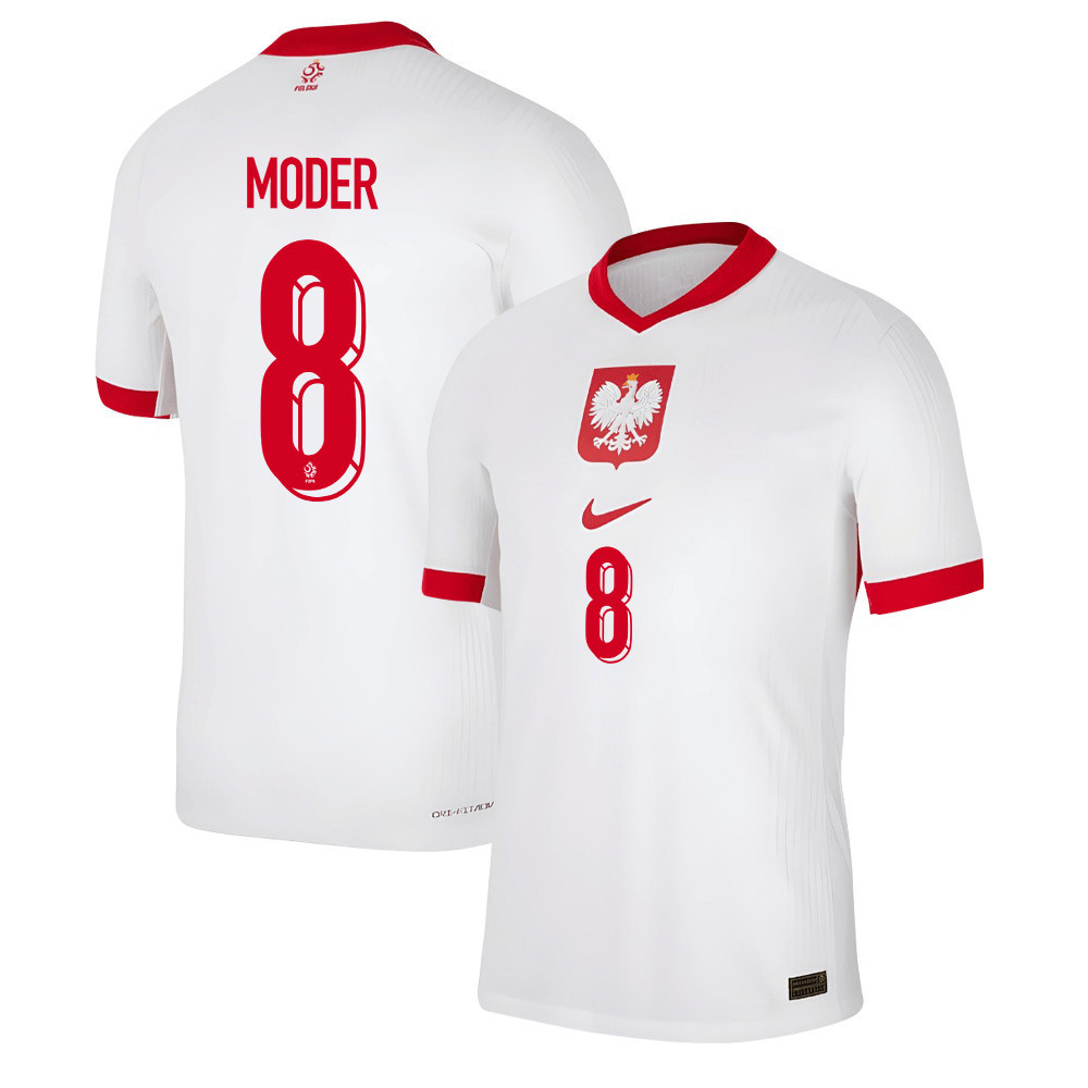 Jakub Moder 8 Poland National Team 2024/25 Home Men Jersey - White cheap jerseys for sale - CheapJerseys.Shop