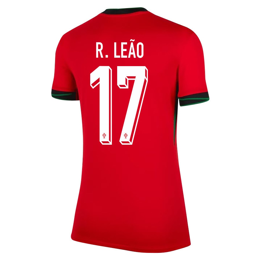 Rafael Leão 17 Portugal National Team 2024/25 Home WOMEN Jersey - Red cheap jerseys for sale - CheapJerseys.Shop