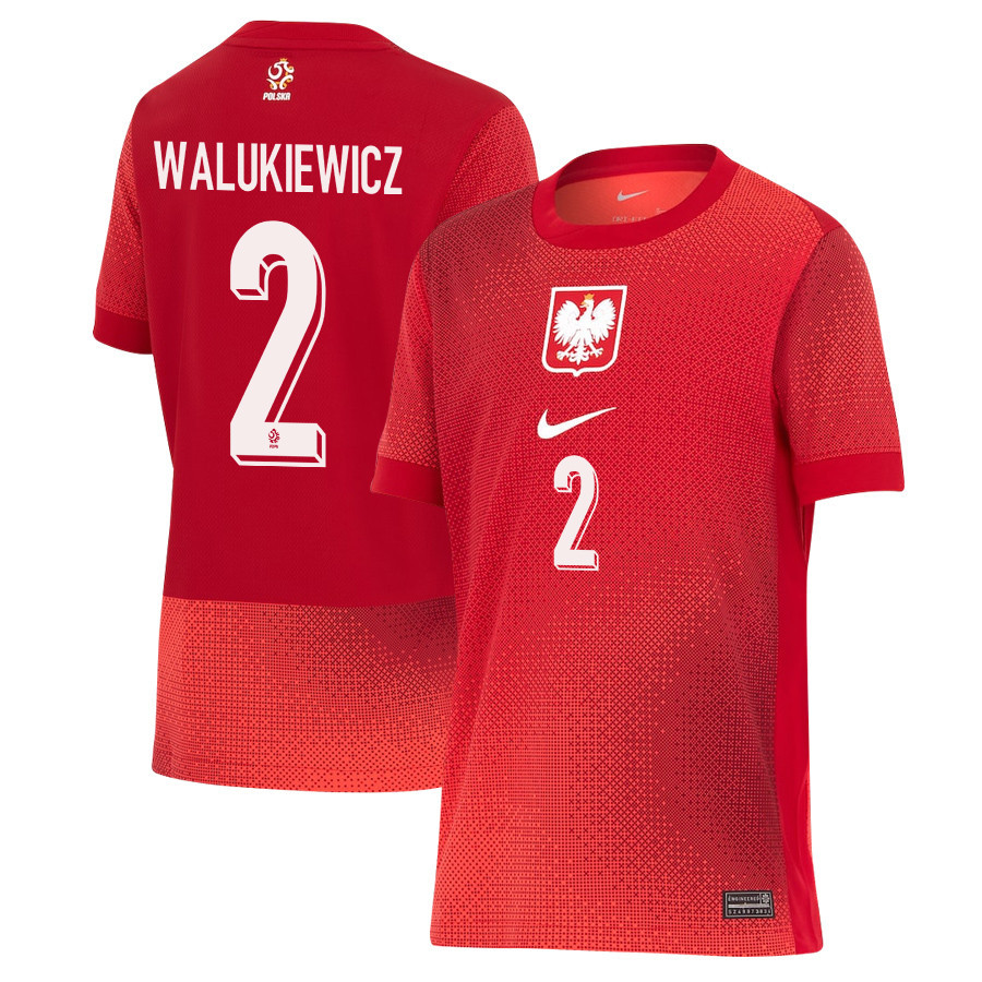 Sebastian Walukiewicz 2 Poland National Team 2024/25 Away YOUTH Jersey - Red cheap jerseys for sale - CheapJerseys.Shop