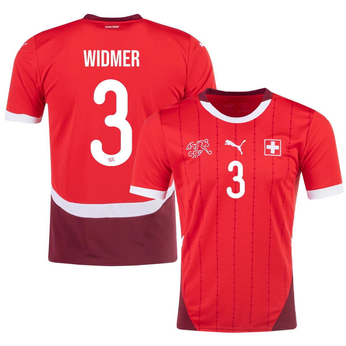 Silvan Widmer 3 Switzerland National Team 2024/25 Home Men Jersey - Red cheap jerseys for sale - CheapJerseys.Shop