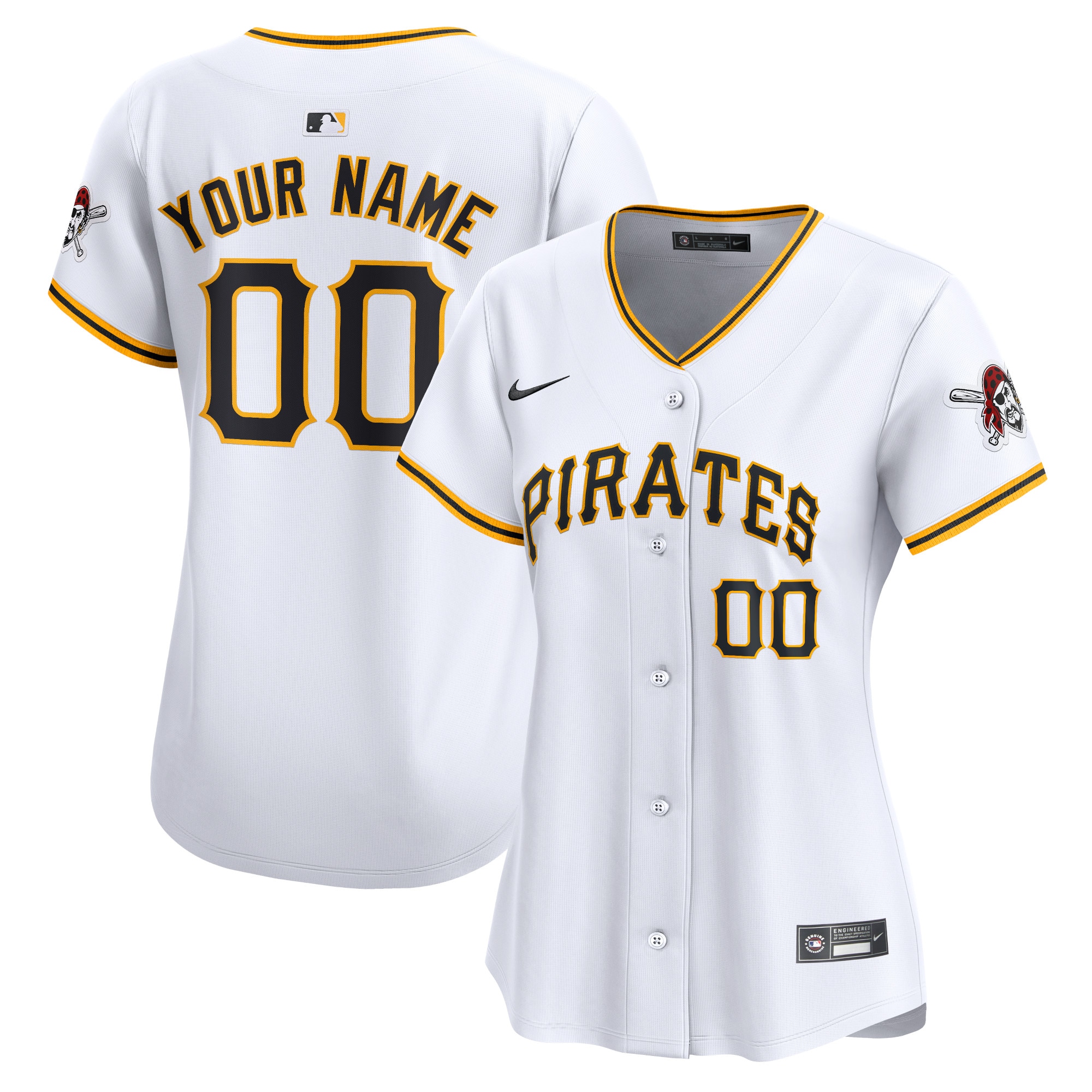 Pittsburgh Pirates Women's Home Limited Custom Jersey - White cheap jerseys for sale - CheapJerseys.Shop