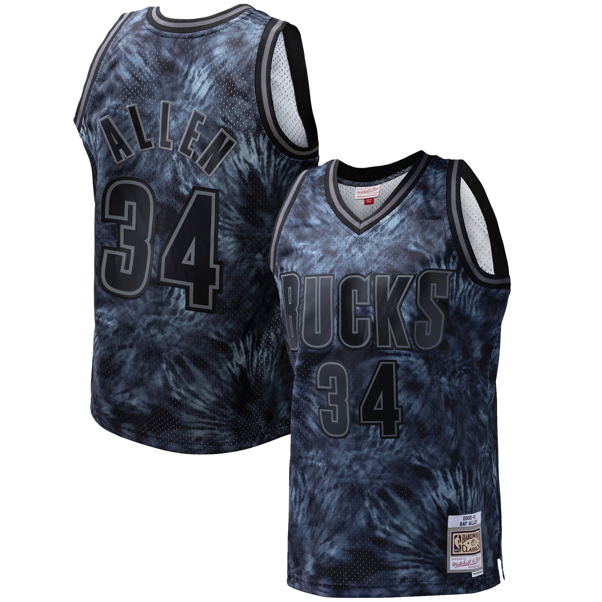 Ray Allen Milwaukee Bucks Mitchell & Ness Hardwood Classics 1996\/97 Tie-Dye Swingman Jersey - Black cheap jerseys for sale - CheapJerseys.Shop