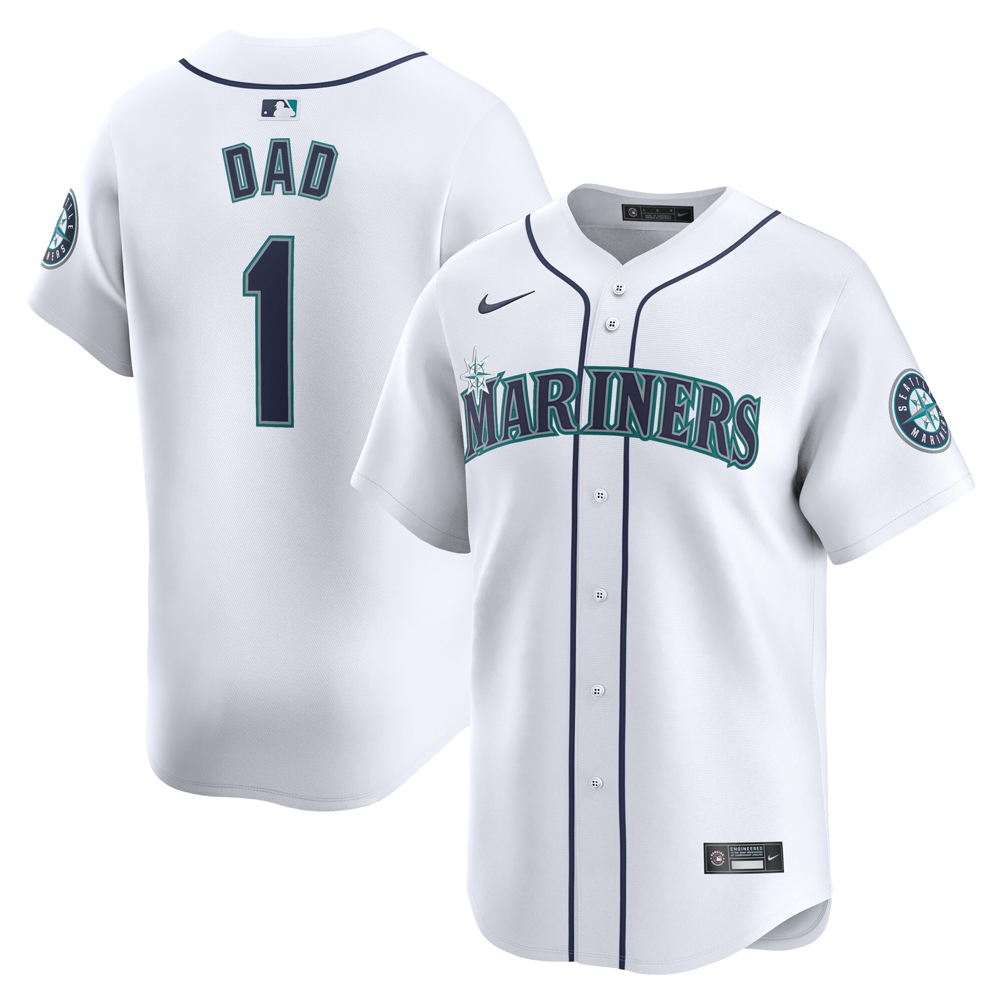 Seattle Mariners #1 Dad Home Limited Jersey - White cheap jerseys for sale - CheapJerseys.Shop