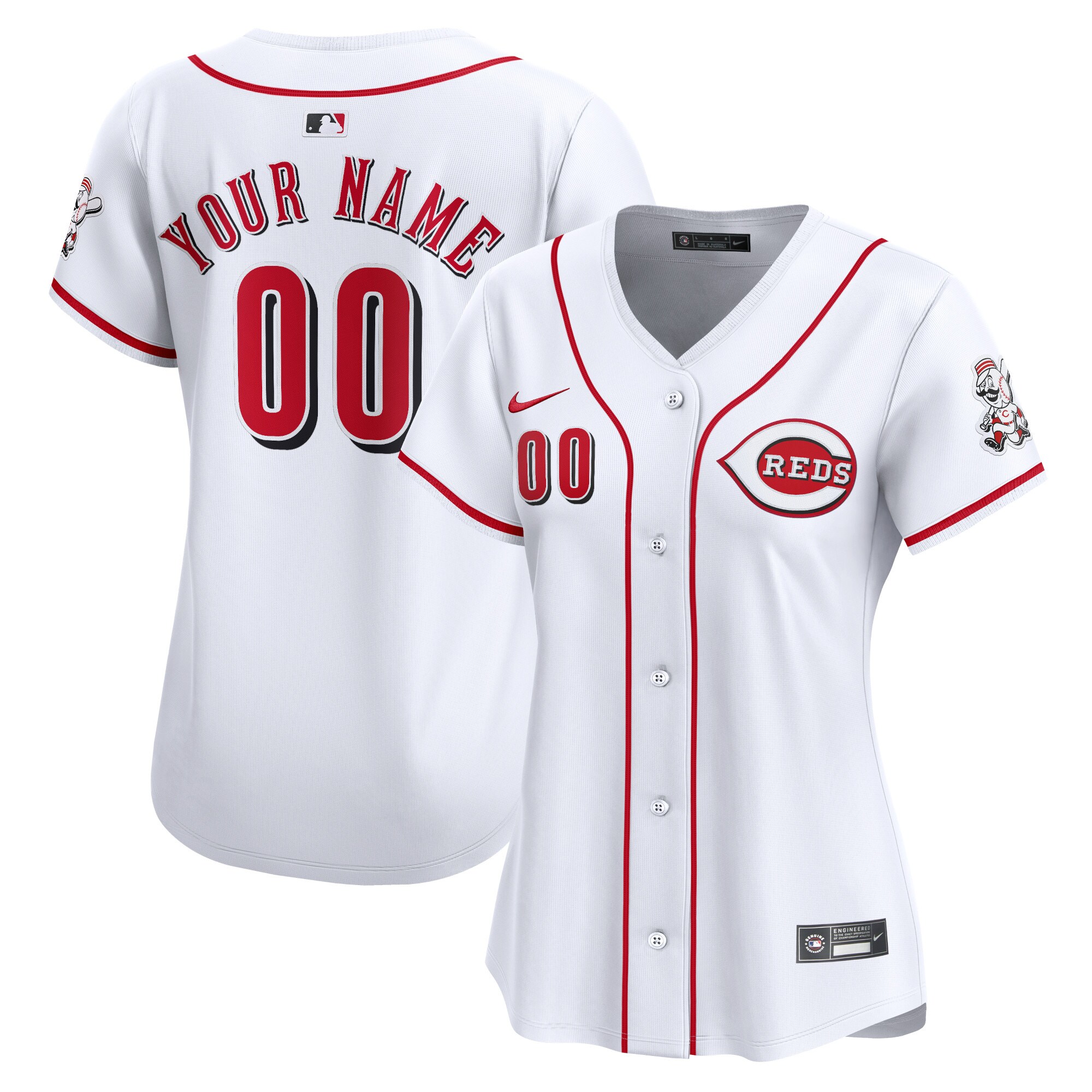 Cincinnati Reds Women's Home Limited Custom Jersey - White cheap jerseys for sale - CheapJerseys.Shop