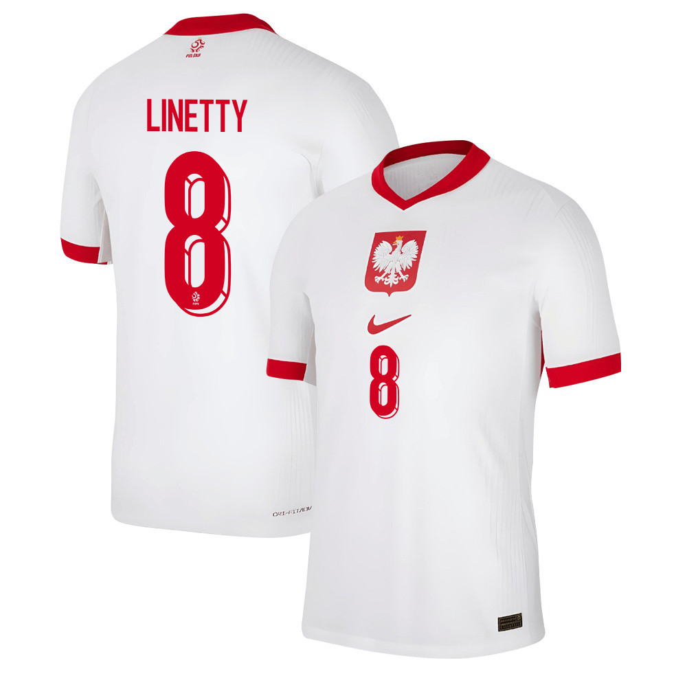 Karol Linetty 8 Poland National Team 2024/25 Home Men Jersey - White cheap jerseys for sale - CheapJerseys.Shop