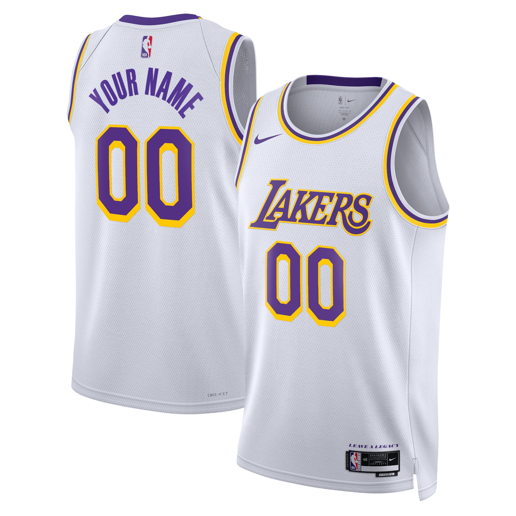 Los Angeles Lakers Unisex Swingman Custom Jersey White - Association Edition cheap jerseys for sale - CheapJerseys.Shop