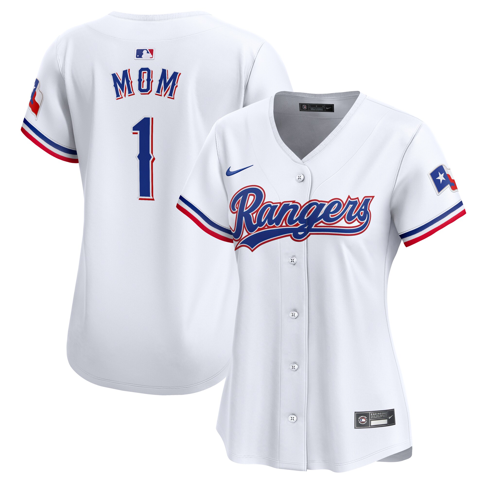 Texas Rangers Women's #1 Mom Home Limited Jersey - White cheap jerseys for sale - CheapJerseys.Shop