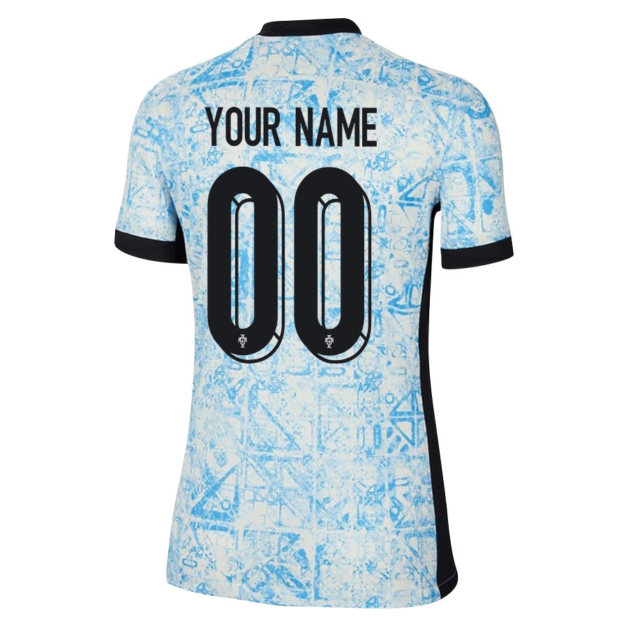 Portugal National Team 2024/25 Away Custom WOMEN Jersey - Cream/Blue cheap jerseys for sale - CheapJerseys.Shop