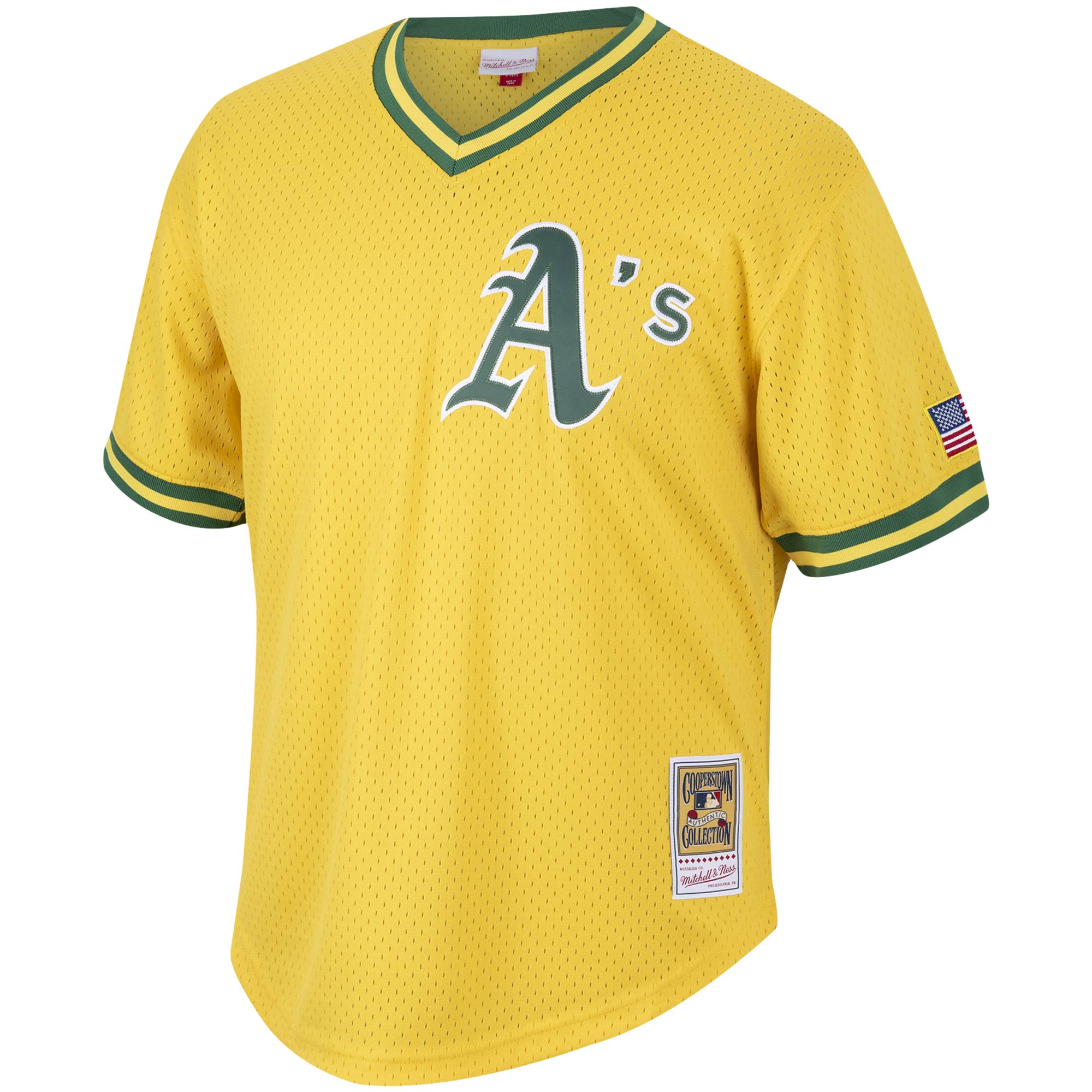 Mark McGwire Oakland Athletics Mitchell & Ness Cooperstown Collection Mesh Batting Practice Jersey - Gold cheap jerseys for sale - CheapJerseys.Shop