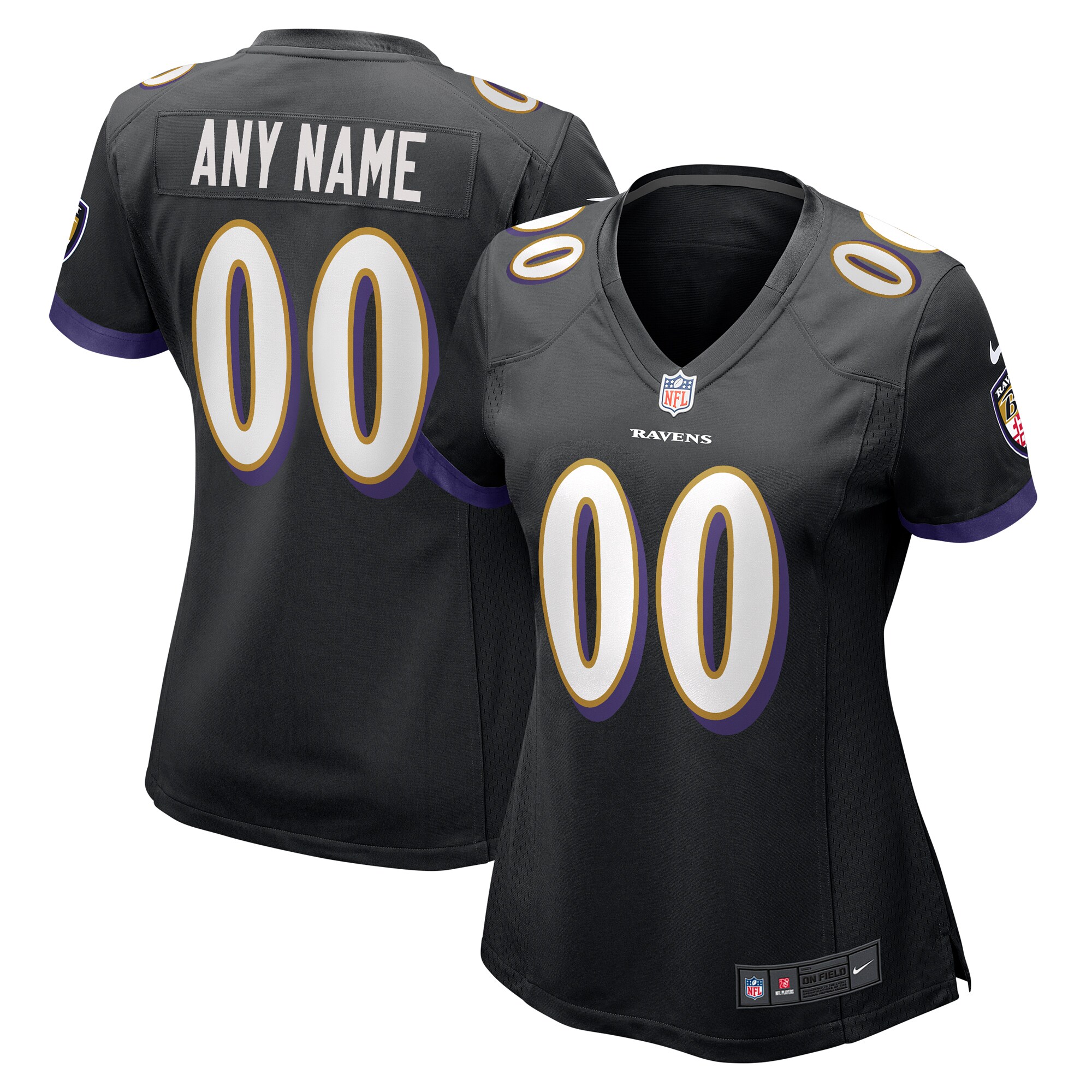 Baltimore Ravens Women's Alternate Custom Game Jersey - Black cheap jerseys for sale - CheapJerseys.Shop