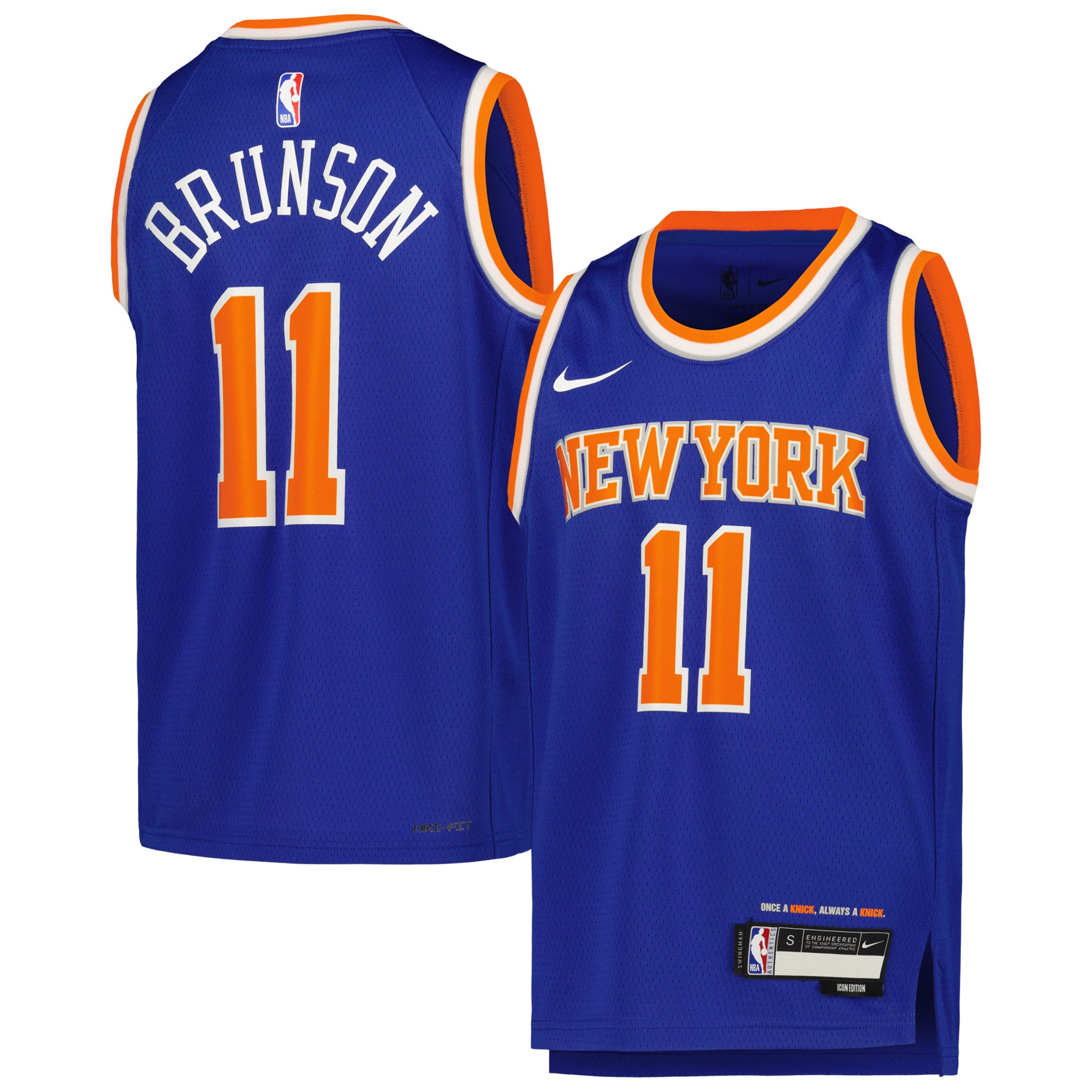 Jalen Brunson New York Knicks Youth Swingman Jersey - Icon Edition - Blue cheap jerseys for sale - CheapJerseys.Shop