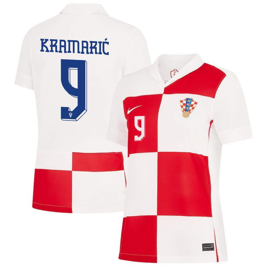 Andrej Kramarić 9 Croatia National Team 2024 Home WOMEN Jersey - White cheap jerseys for sale - CheapJerseys.Shop