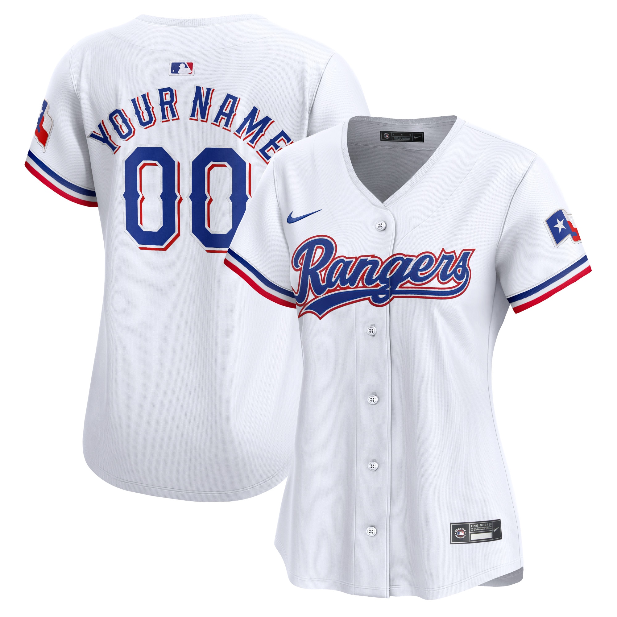 Texas Rangers Women's Home Limited Custom Jersey - White cheap jerseys for sale - CheapJerseys.Shop