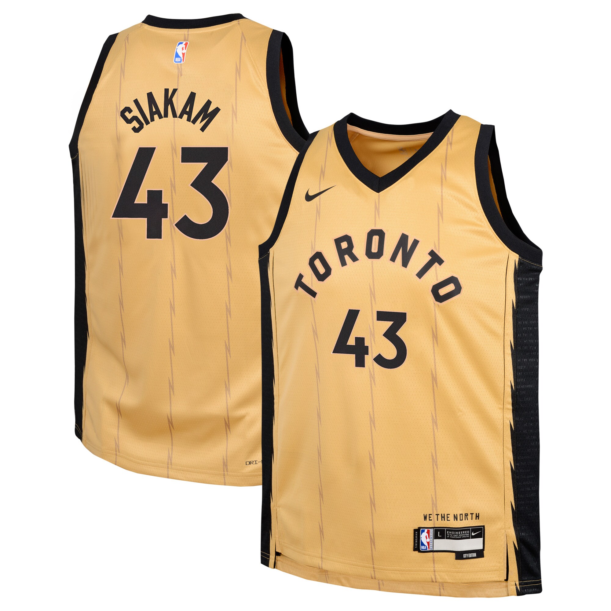 Pascal Siakam Toronto Raptors Youth Swingman Replica Jersey - City Edition - Gold cheap jerseys for sale - CheapJerseys.Shop