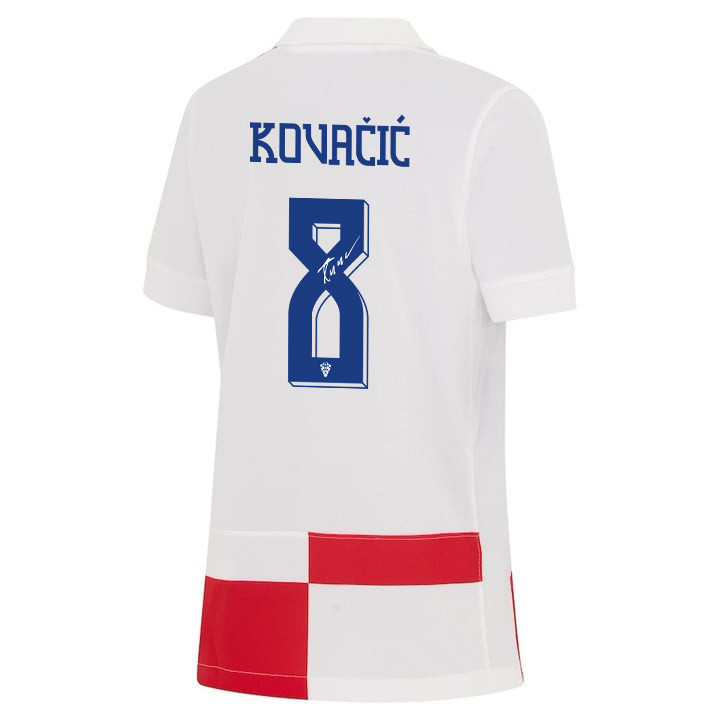 Mateo Kovačić 8 Signed Croatia National Team 2024 Home YOUTH Jersey Autographed - White cheap jerseys for sale - CheapJerseys.Shop