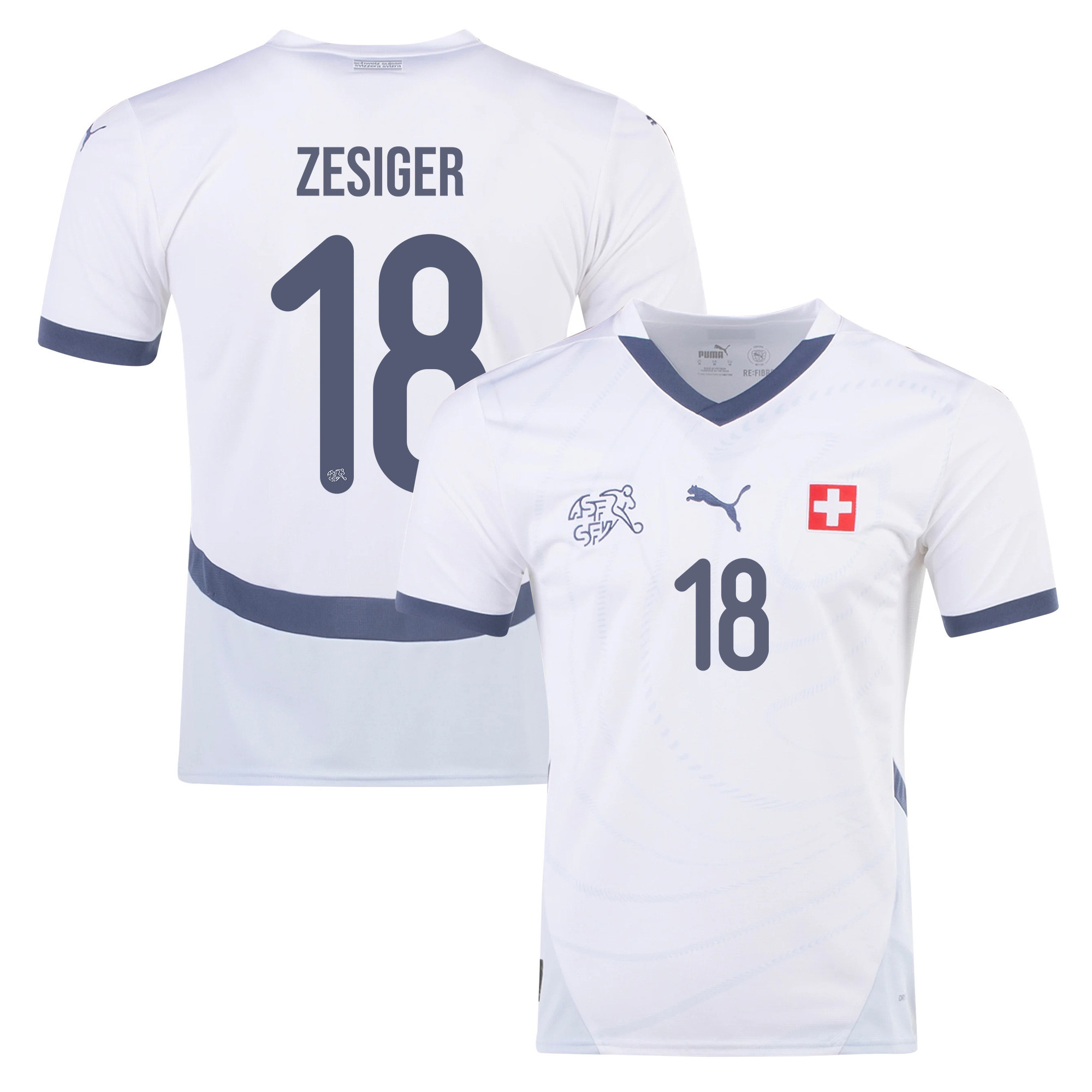 Cédric Zesiger 18 Switzerland National Team 2024/25 Away Men Jersey - White cheap jerseys for sale - CheapJerseys.Shop