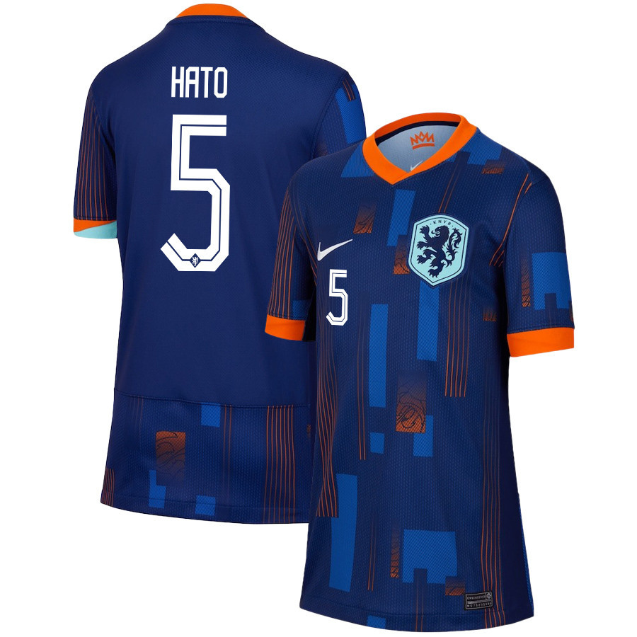 Jorrel Hato 5 Netherlands National Team 2024/25 Away YOUTH Jersey - Navy cheap jerseys for sale - CheapJerseys.Shop