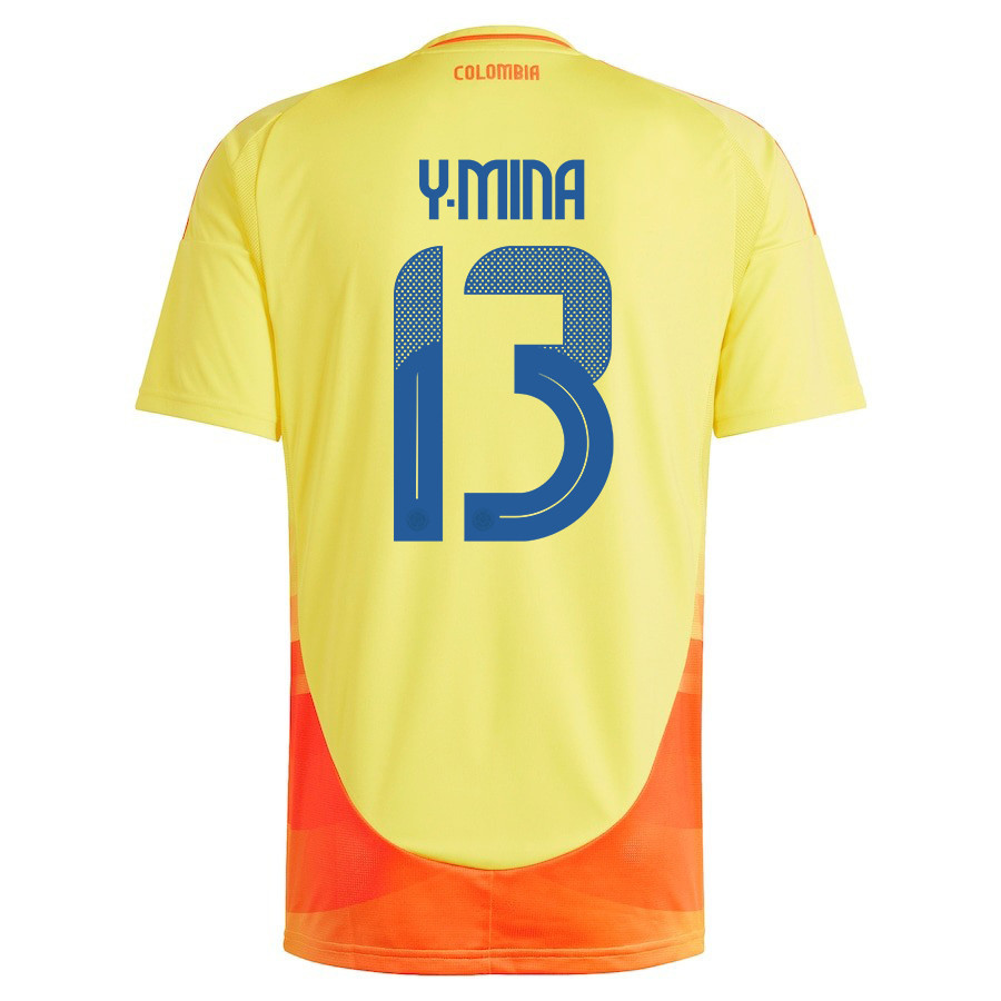 Yerry Mina 13 Colombia National Team 2024/25 Home Men Jersey - Yellow cheap jerseys for sale - CheapJerseys.Shop