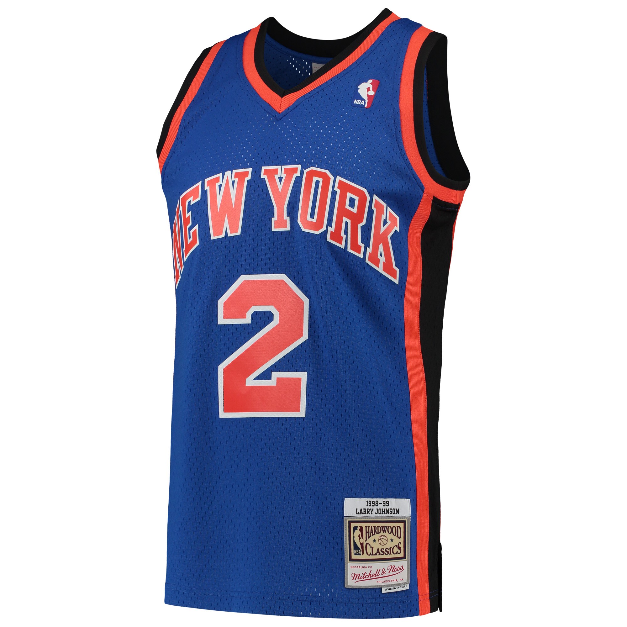 Larry Johnson New York Knicks Mitchell & Ness 1998\/99 Hardwood Classics Swingman Jersey - Blue cheap jerseys for sale - CheapJerseys.Shop