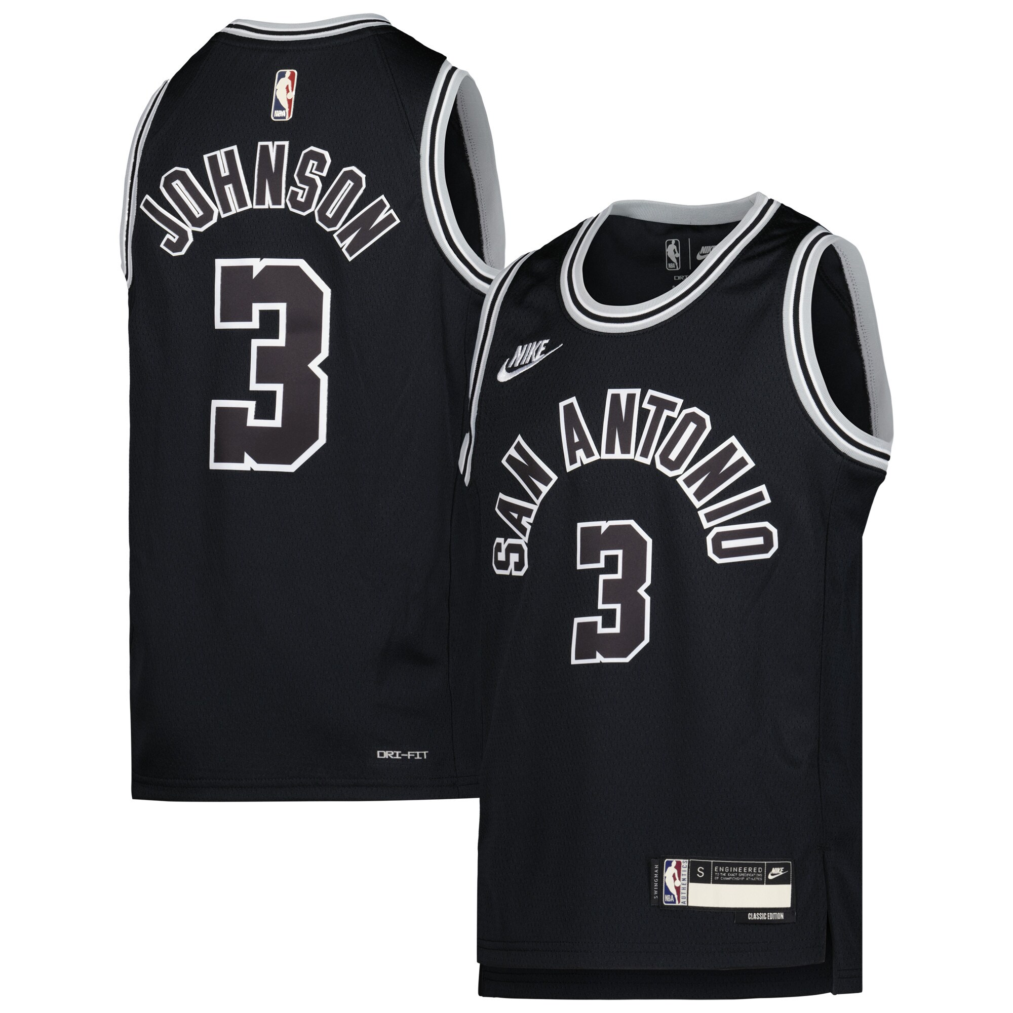 Keldon Johnson San Antonio Spurs Youth 2022\/23 Swingman Jersey - Classic Edition - Black cheap jerseys for sale - CheapJerseys.Shop
