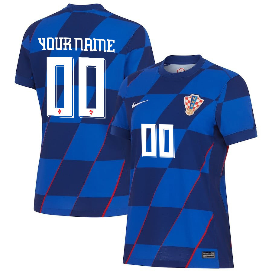 Croatia National Team 2024 Away WOMEN Custom Jersey - Blue cheap jerseys for sale - CheapJerseys.Shop