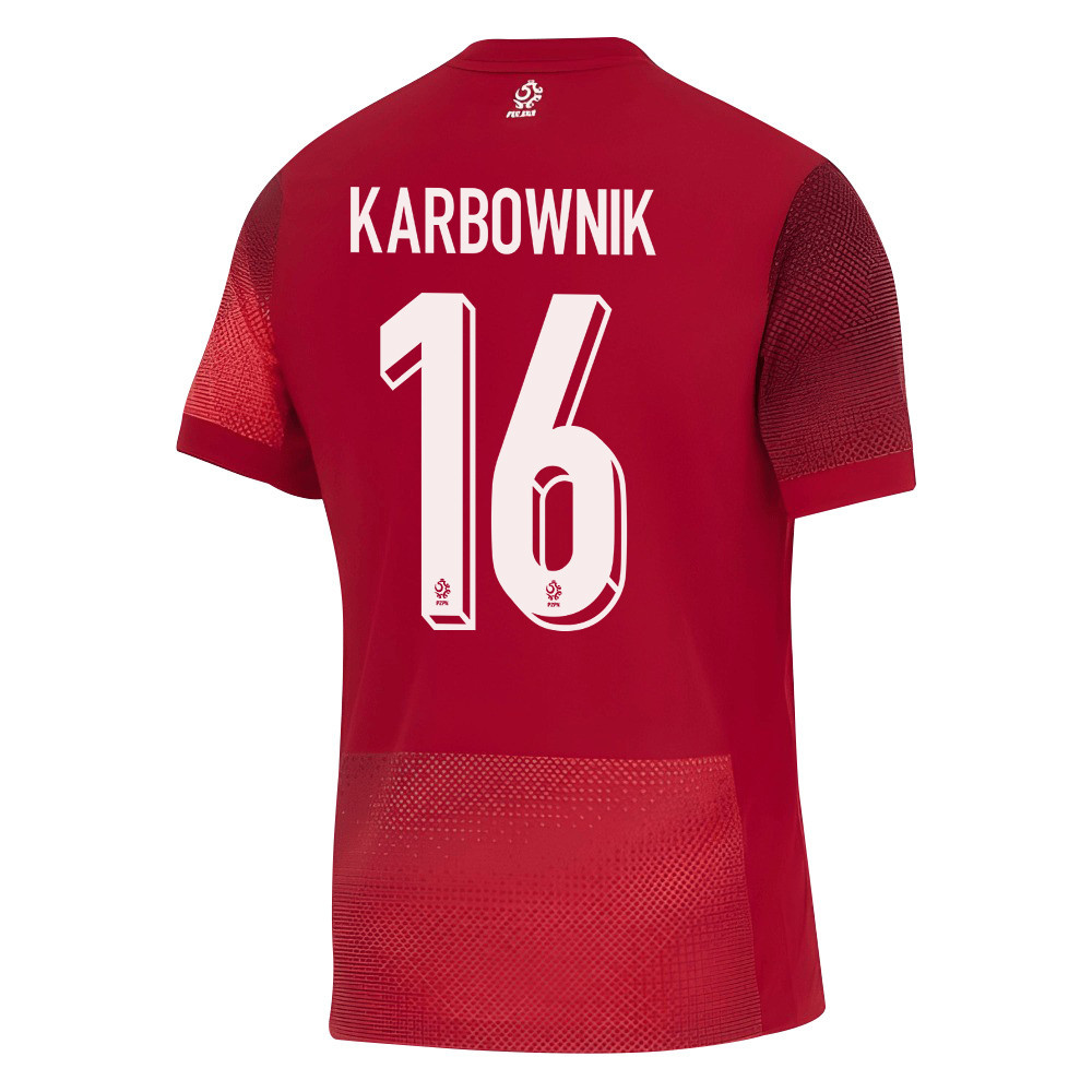 Michal Karbownik 16 Poland National Team 2024/25 Away Men Jersey - Red cheap jerseys for sale - CheapJerseys.Shop