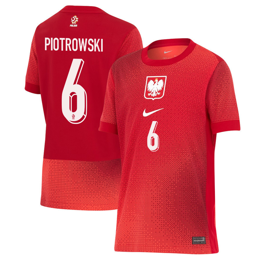 Jakub Piotrowski 6 Poland National Team 2024/25 Away YOUTH Jersey - Red cheap jerseys for sale - CheapJerseys.Shop