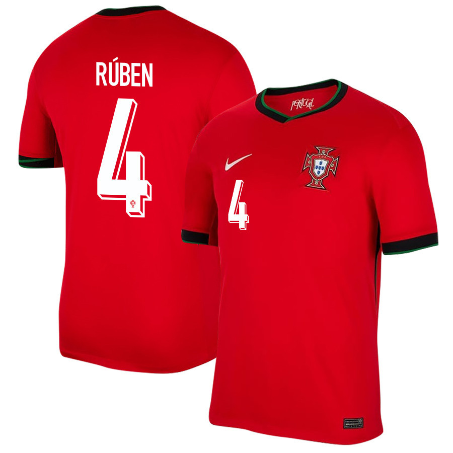 Rúben Dias 4 Portugal National Team 2024/25 Home Men Jersey - Red cheap jerseys for sale - CheapJerseys.Shop