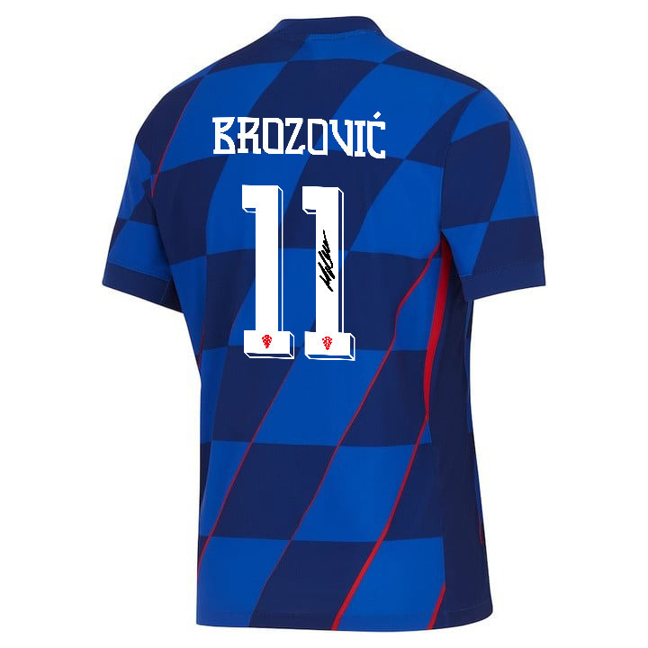 Marcelo Brozović 11 Signed Croatia National Team 2024 Away Men Jersey Autographed - Navy cheap jerseys for sale - CheapJerseys.Shop