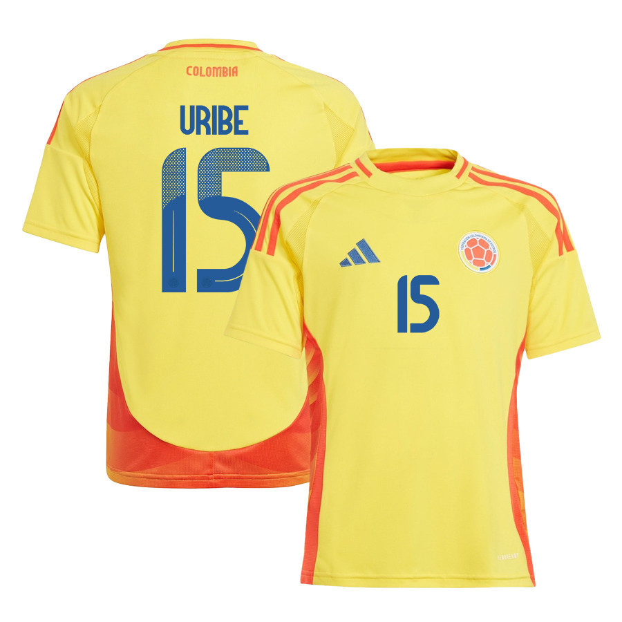 Mateus Uribe 15 Colombia National Team 2024/25 Home YOUTH Jersey - Yellow cheap jerseys for sale - CheapJerseys.Shop