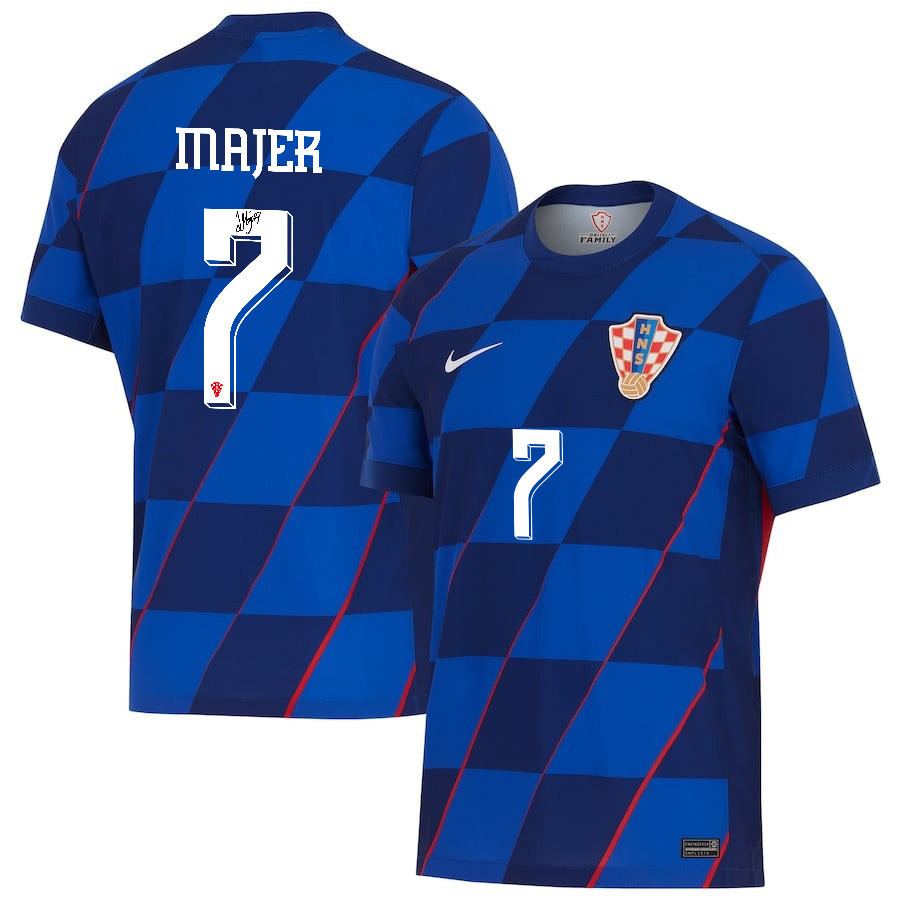 Lovro Majer 7 Signed Croatia National Team 2024 Away Men Jersey Autographed - Navy cheap jerseys for sale - CheapJerseys.Shop