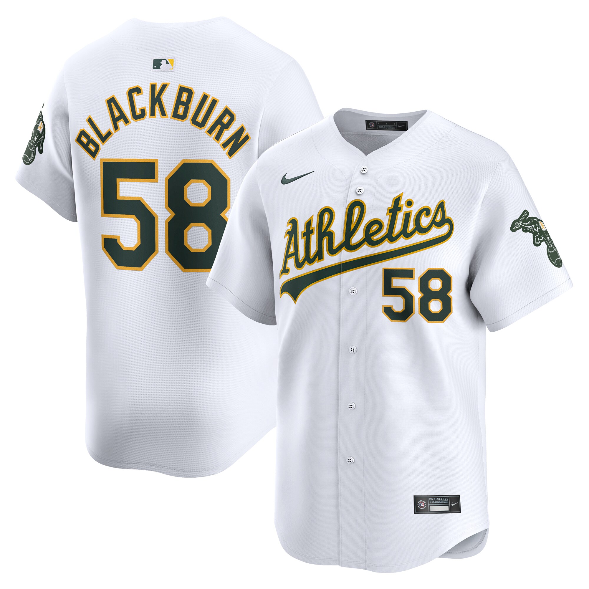 Paul Blackburn Oakland Athletics Home Limited Player Jersey - White cheap jerseys for sale - CheapJerseys.Shop