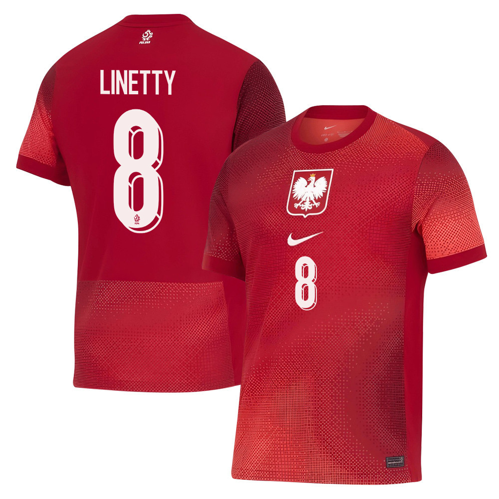 Karol Linetty 8 Poland National Team 2024/25 Away Men Jersey - Red cheap jerseys for sale - CheapJerseys.Shop