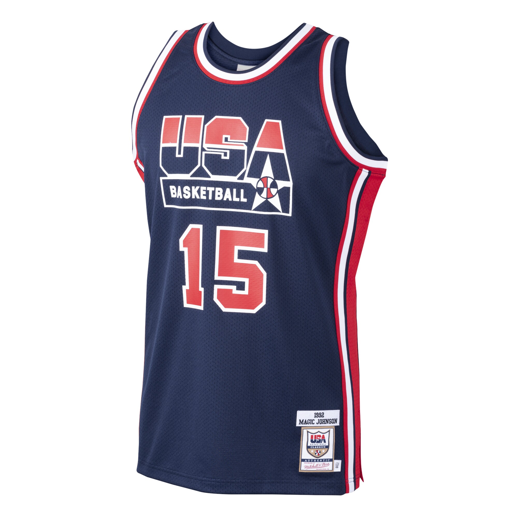 Magic Johnson USA Basketball Mitchell & Ness 1992 Dream Team Authentic Jersey - Navy cheap jerseys for sale - CheapJerseys.Shop