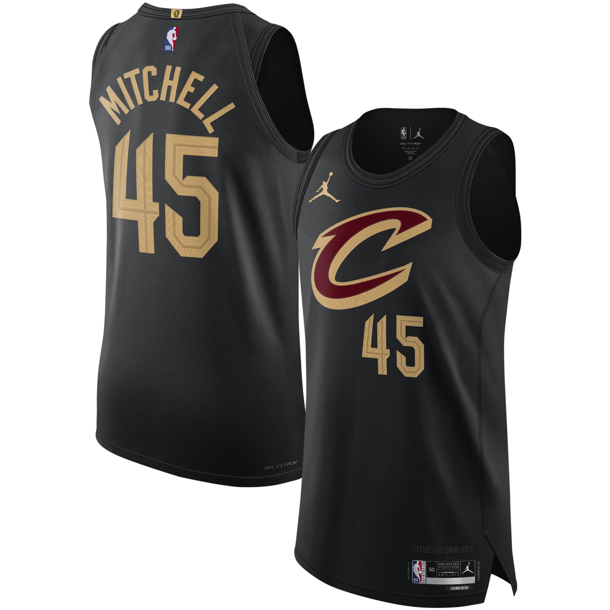 Donovan Mitchell Cleveland Cavaliers Jordan Brand Authentic Player Jersey - Statement Edition - Black cheap jerseys for sale - CheapJerseys.Shop