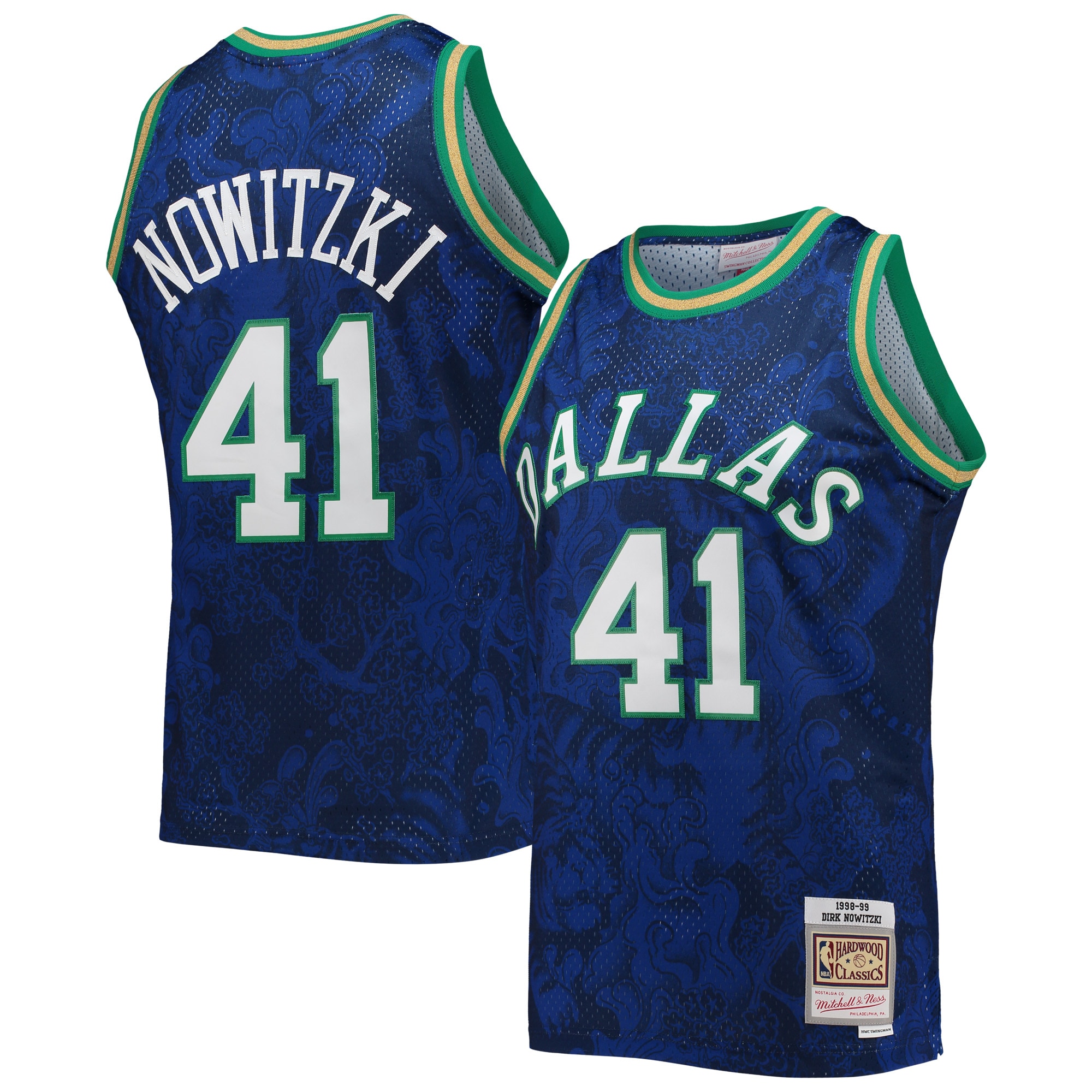 Dirk Nowitzki Dallas Mavericks Mitchell & Ness Hardwood Classics 1998\/99 Lunar New Year Swingman Jersey - Blue cheap jerseys for sale - CheapJerseys.Shop