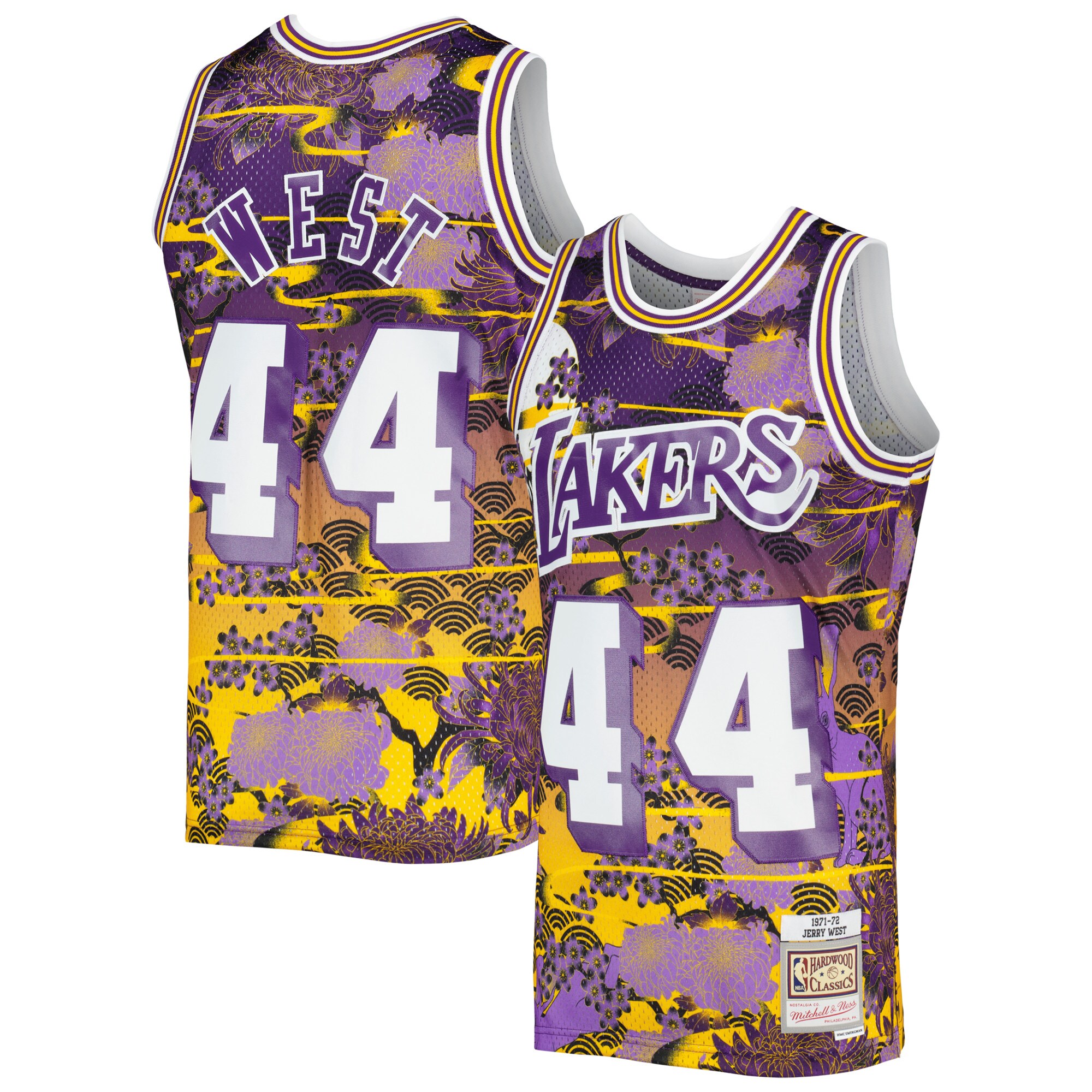 Jerry West Los Angeles Lakers Mitchell & Ness 1971\/72 Hardwood Classics Lunar New Year Swingman Jersey - Purple cheap jerseys for sale - CheapJerseys.Shop