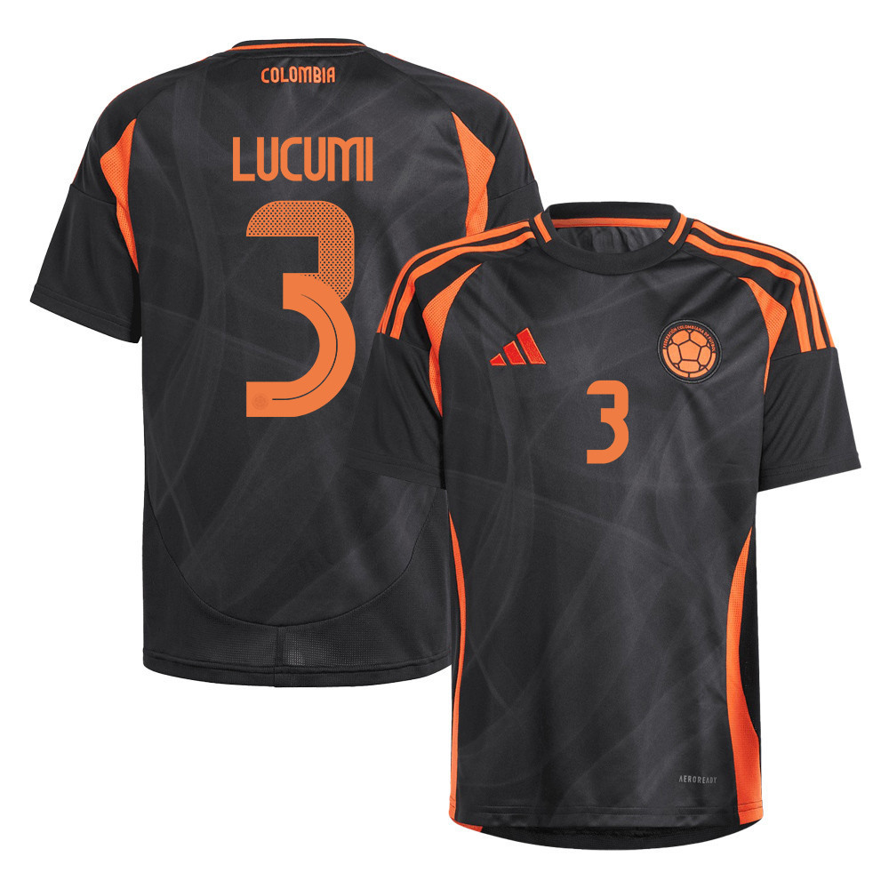 Jhon Lucumi 3 Colombia National Team 2024/25 Away YOUTH Jersey - Black cheap jerseys for sale - CheapJerseys.Shop