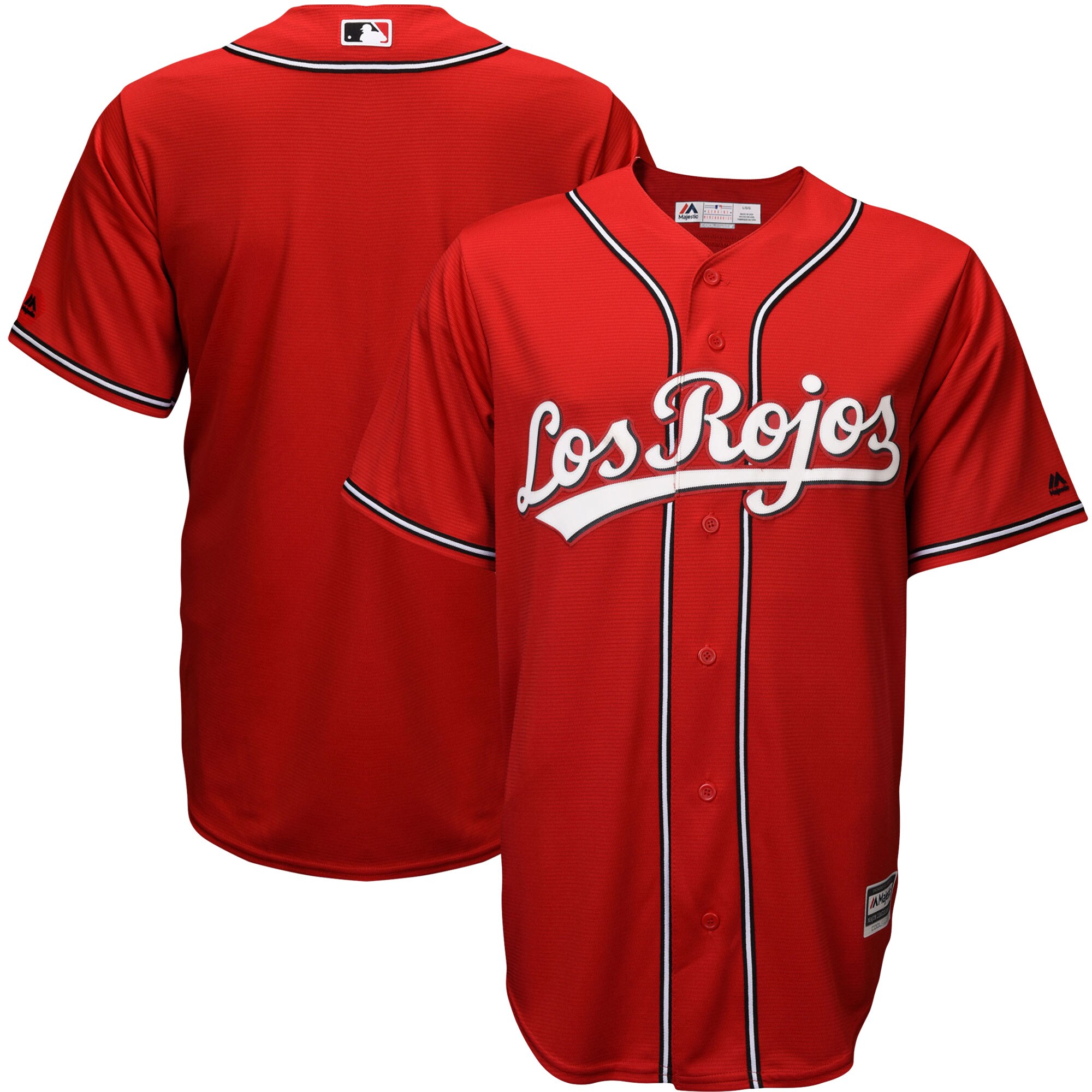 Cincinnati Reds Majestic Alternate Los Rojos Cool Base Jersey - Scarlet cheap jerseys for sale - CheapJerseys.Shop